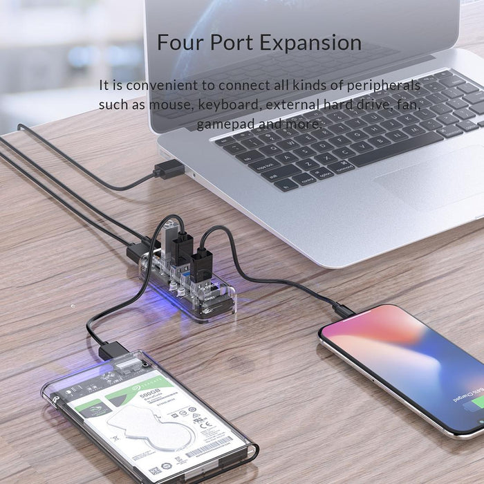 4-Port Usb 3.0 Desktop Hub With Blue Led