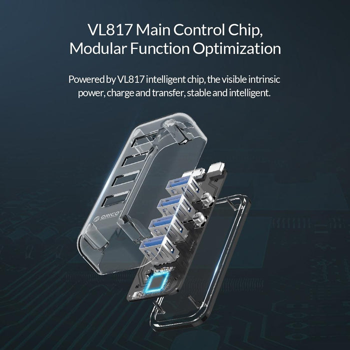 4-Port Usb 3.0 Desktop Hub With Blue Led