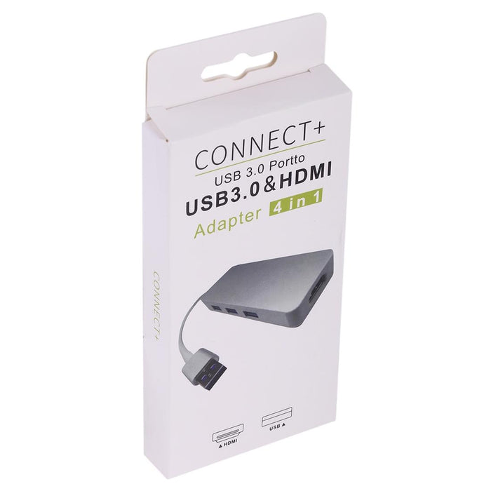 3-In-1 Usb 3.0 + Hdmi Adapter Silver