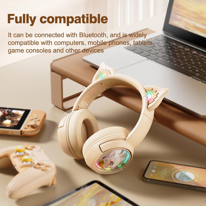 Wireless Cat Ear Bluetooth Headset Usb-C
