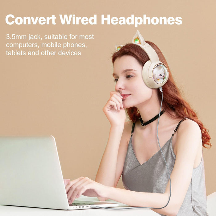 Wireless Cat Ear Bluetooth Headset Usb-C