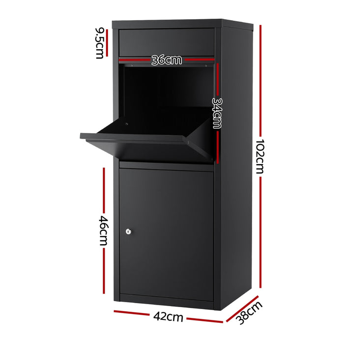 Parcel Letterbox Drop Box Package Mailbox Black