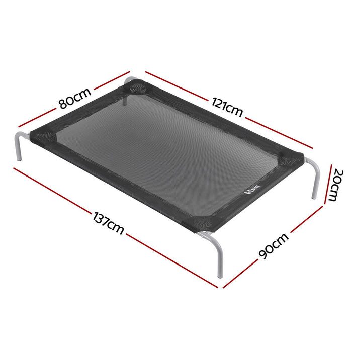 Pet Dog Bed Elevated Trampoline Durable Raised Heavy Duty Large Dogs 90X137Cm Black