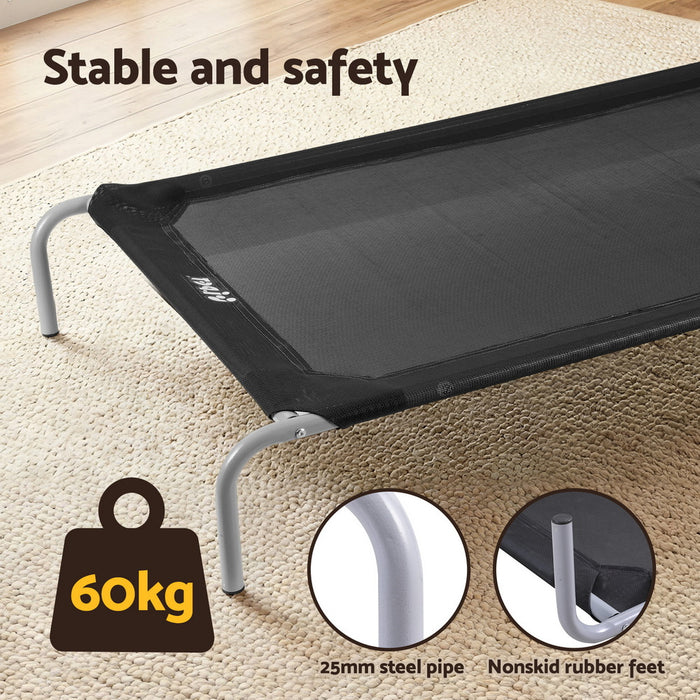 Pet Dog Bed Elevated Trampoline Durable Raised Heavy Duty Large Dogs 90X137Cm Black