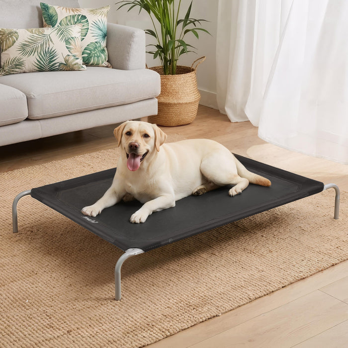 Pet Dog Bed Elevated Trampoline Durable Raised Heavy Duty Large Dogs 90X137Cm Black