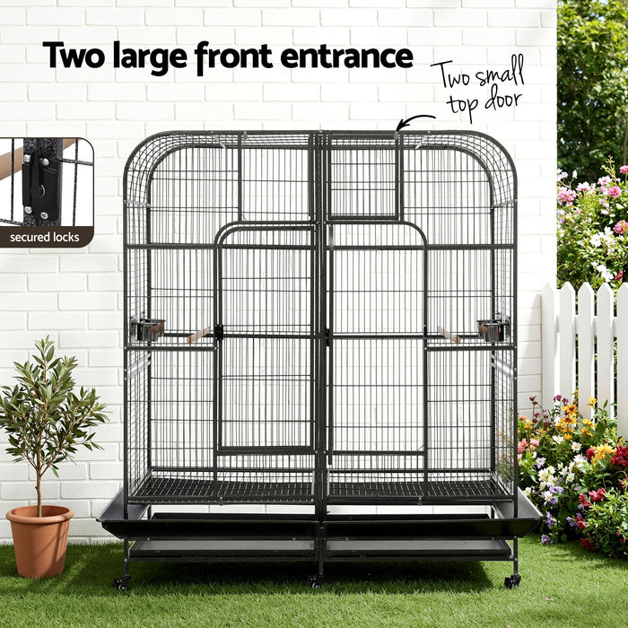 Bird Cage Extra Large Aviary 185cm Pet Parrot Cage Castor Wheel Removable Divider