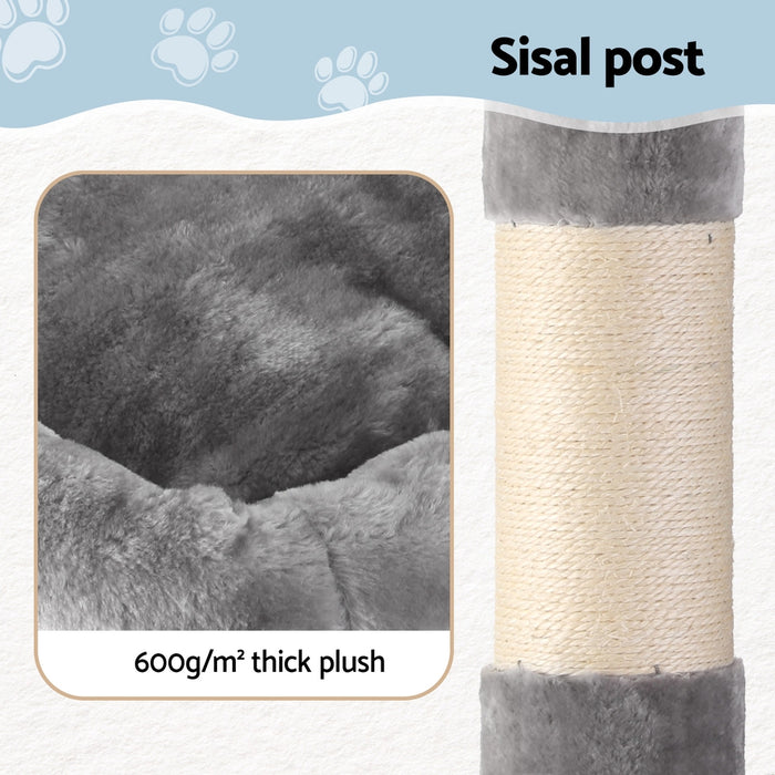 Cat Tree 145Cm Tower Scratching Post Trees Scratcher Condo House Light Grey