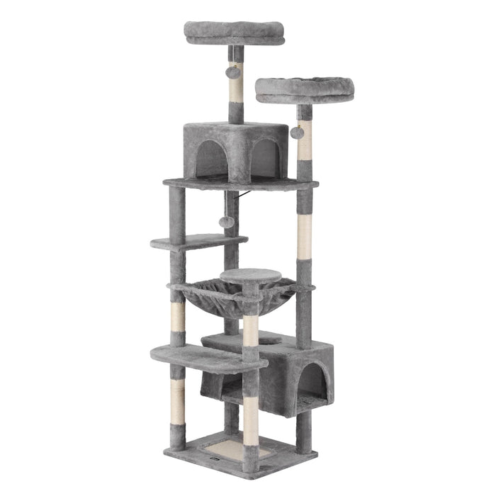 Cat Tree 184Cm Tower Scratching Post Trees Scratcher Condo House Light Grey