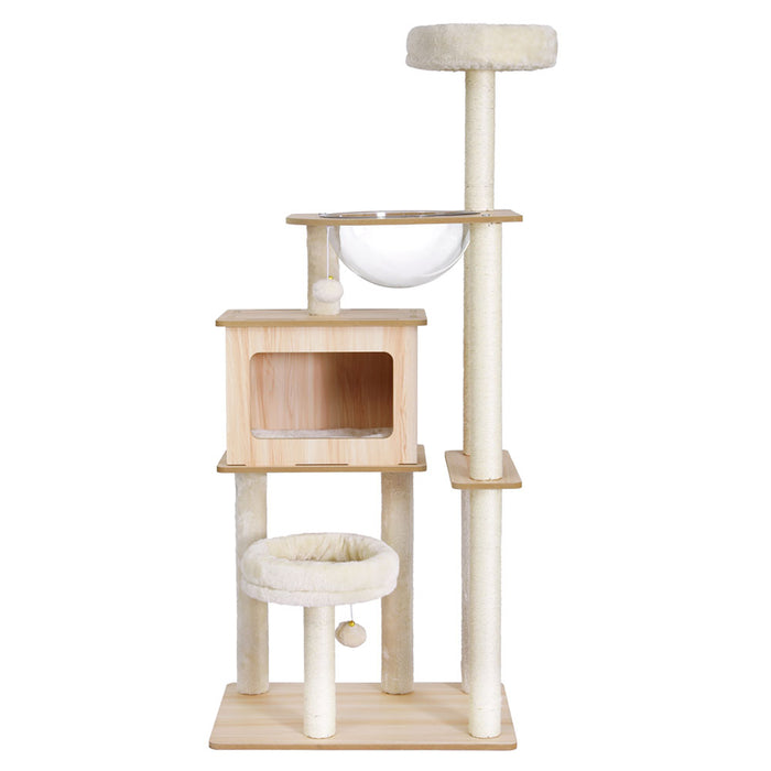 142Cm Wooden Scratching Cat Tree Tower
