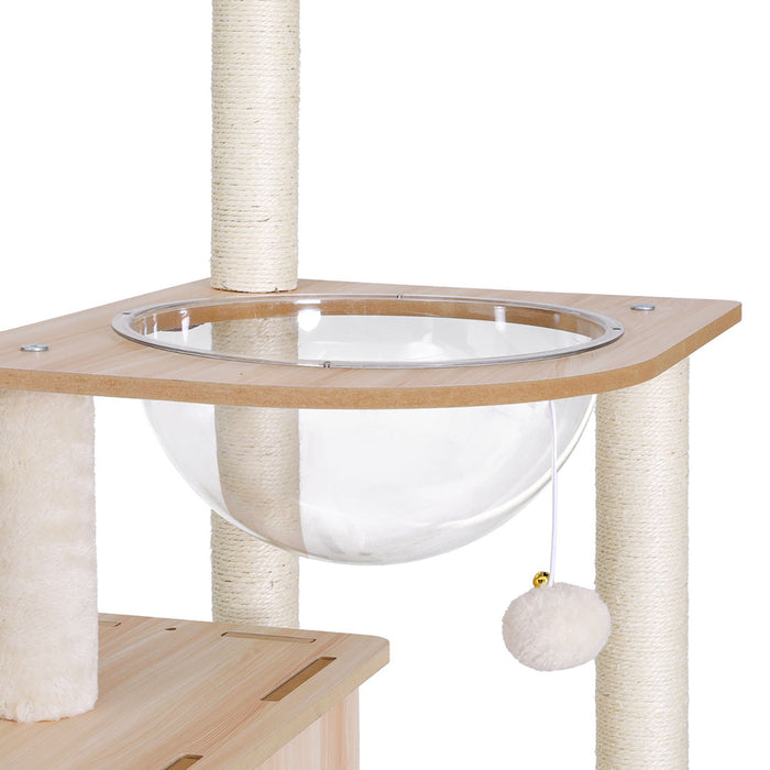 142Cm Wooden Scratching Cat Tree Tower
