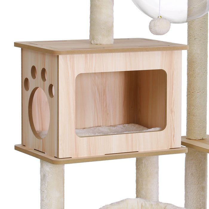 142Cm Wooden Scratching Cat Tree Tower