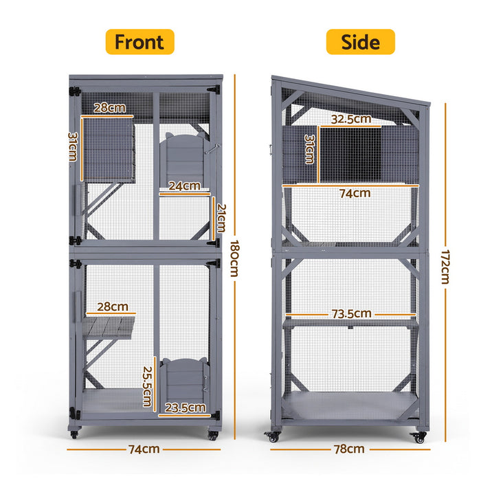 Cat House Wooden 180Cm Rabbit Hutch Pet Condo Small Dog Enclosure Cage