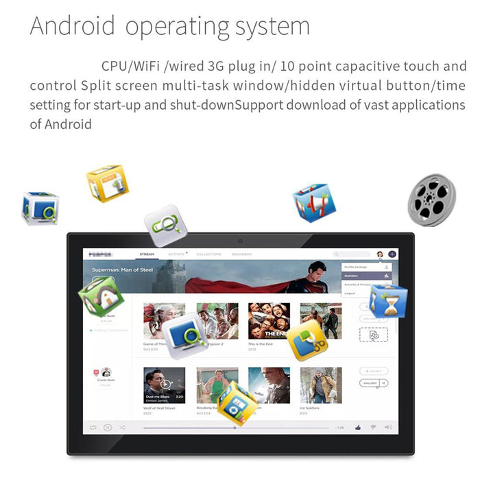 Hsd-P538 14 Inch Ips Touch Screen All In One Pc With Holder 4Gb+32Gb Android 14 Rk3576S Octa-Core Black