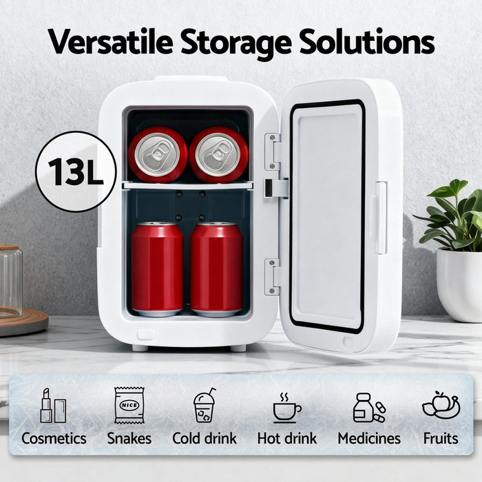 Mini Fridge Portable 13L White Electric Cooler Warmer 12V 220V