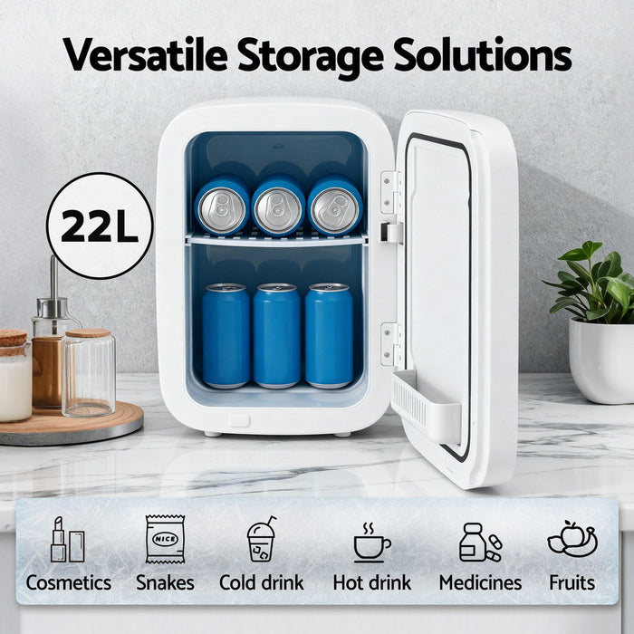 Mini Fridge Portable 22L White Electric Cooler Warmer Car Office 12V 220V