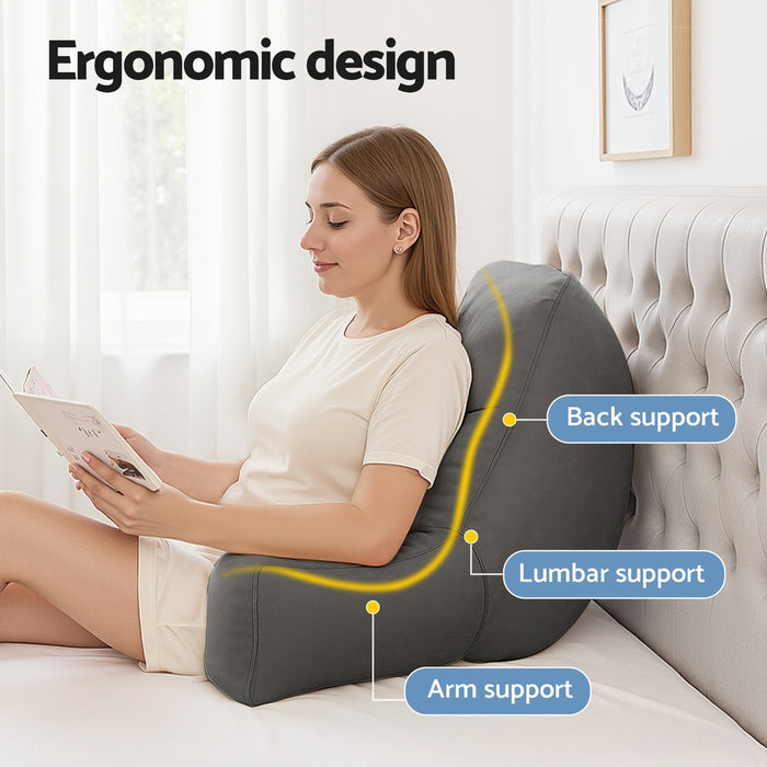 Reading Pillow Back Rest Lumbar Support Cushion Grey