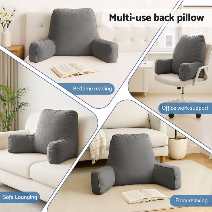 Reading Pillow Back Rest Lumbar Support Cushion Grey
