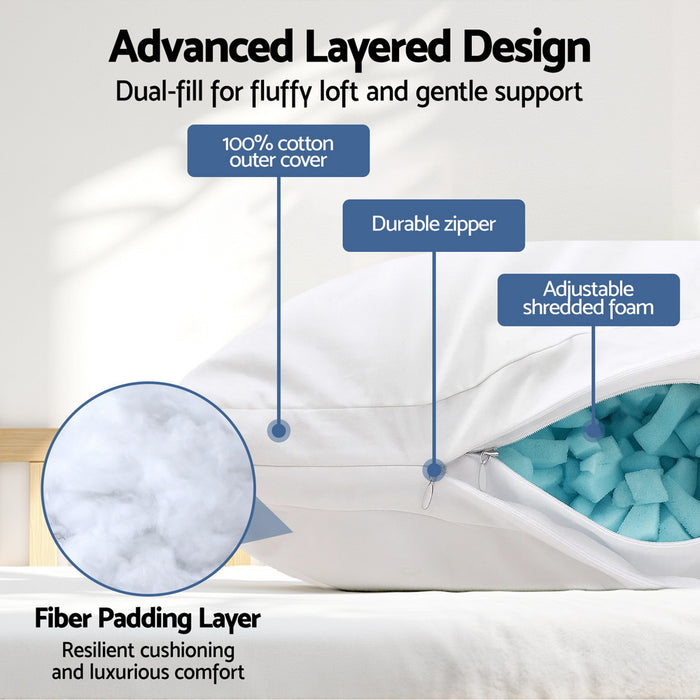 Shredded Memory Foam Pillow Adjustable Loft