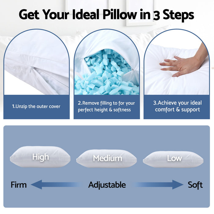 Shredded Memory Foam Pillow Adjustable Loft