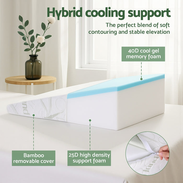 Wedge Pillow Gel Memory Foam Ergonomic Support Bamboo Cover