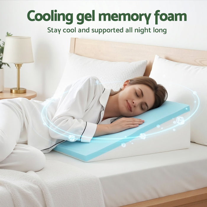 Wedge Pillow Gel Memory Foam Ergonomic Support Bamboo Cover