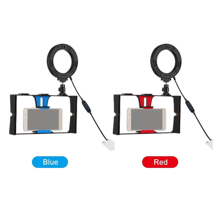 2 In 1 Vlogging Live Broadcast Smartphone Video Rig & 4.7 Inch 12Cm Ring Led Selfie Light Kits With Cold Shoe Tripod Head