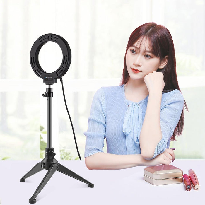 4.7 Inch 12Cm Usb 3 Modes Dimmable Led Ring Vlogging Photography Video Lights & Desktop Tripod Holder With Cold Shoe Tripod Ball Head