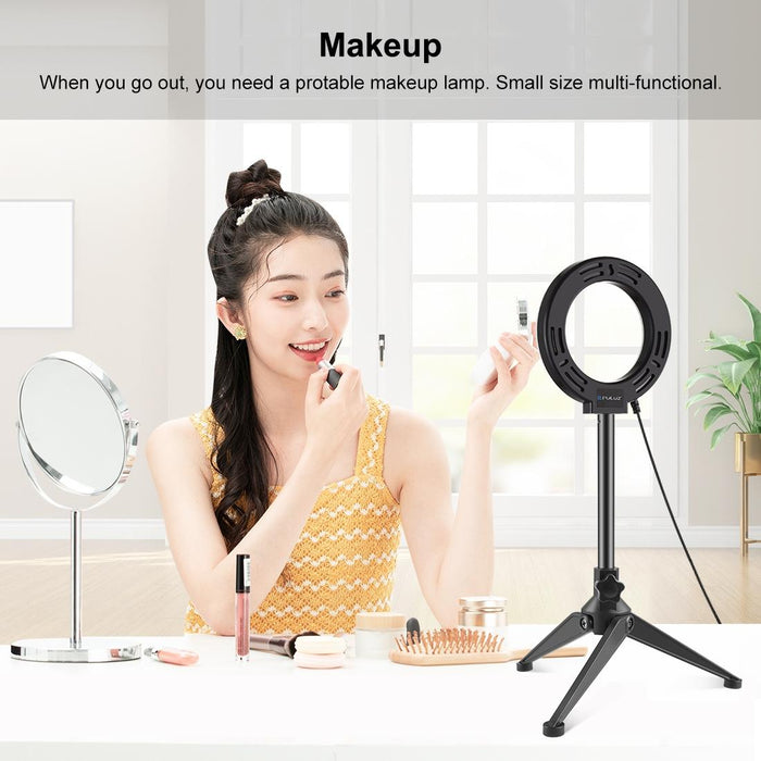 4.7 Inch 12Cm Ring Light & Desktop Tripod Selfie Stick Mount Usb White Light Led Ring Selfie Beauty Vlogging Photography Video Lights Kits Black