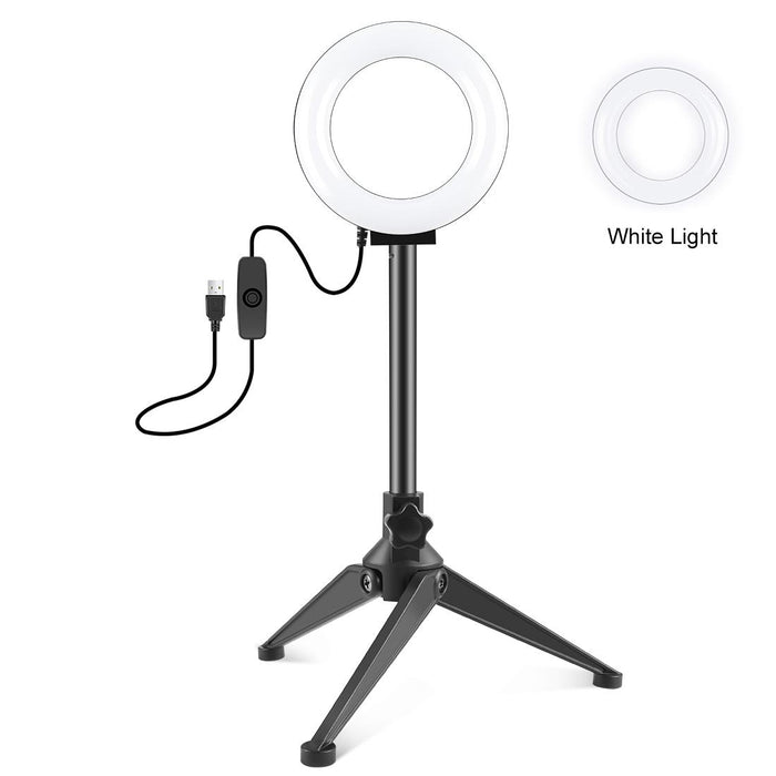 4.7 Inch 12Cm Ring Light & Desktop Tripod Selfie Stick Mount Usb White Light Led Ring Selfie Beauty Vlogging Photography Video Lights Kits Black