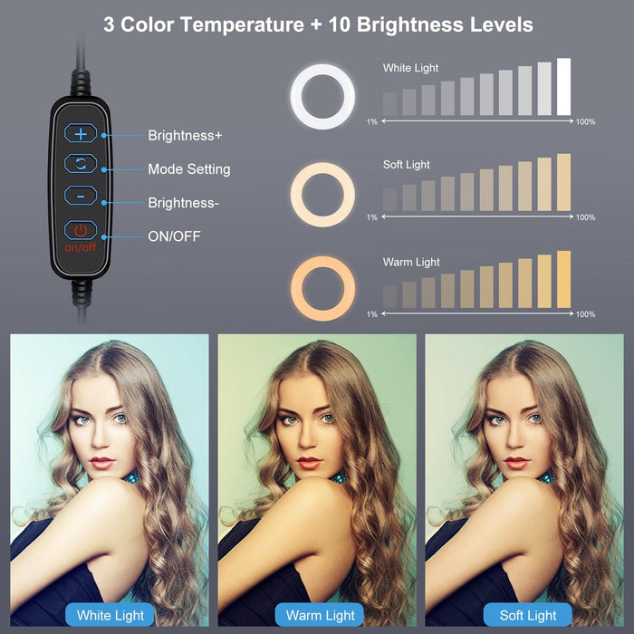 4.7 Inch 12Cm Ring Light Horizontal Dual Phone Brackets Desktop Holder Video Light Kits