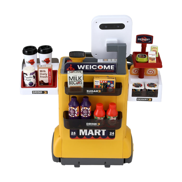 Kids Pretend Playset Supermarket Shopping Role Play Toy Cash Food 48Pcs