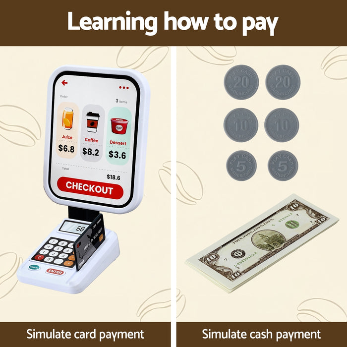 Kids Pretend Playset Supermarket Shopping Role Play Toy Cash Food 48Pcs