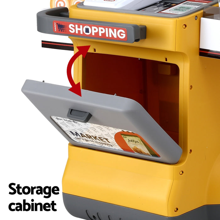 Kids Pretend Playset Supermarket Shopping Role Play Toy Cash Food 48Pcs