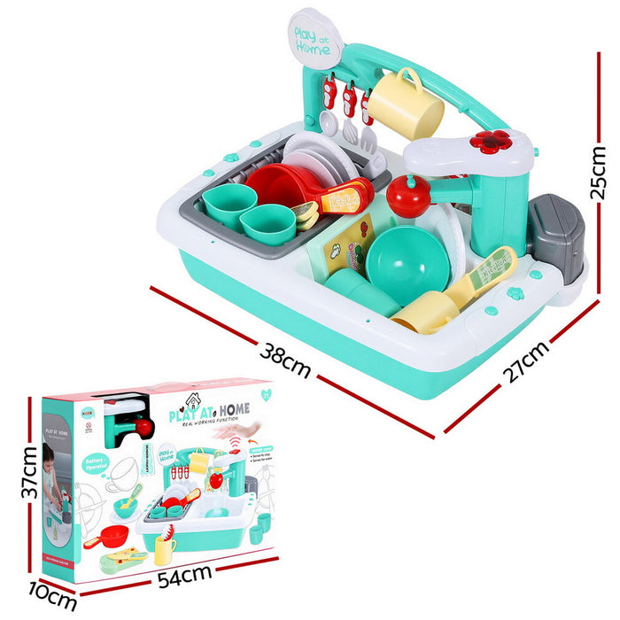Kids Kitchen Play Set Play Pretend Sink Dishwasher Toys Green