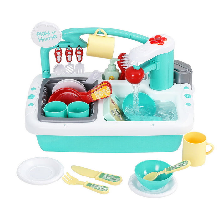 Kids Kitchen Play Set Play Pretend Sink Dishwasher Toys Green