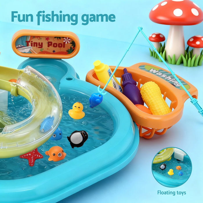 Kids Pretend Play Kitchen Sink With Faucet Floating Fishing Toys Play Food