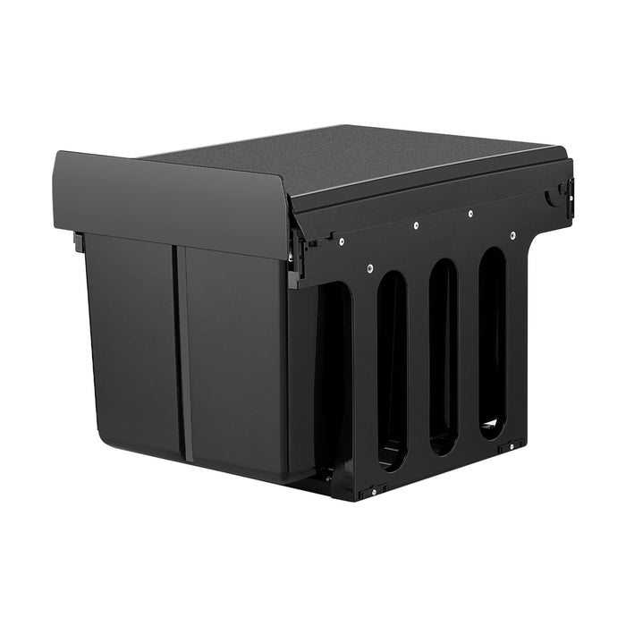 Pull Out Bin Kitchen Triple Slide Garbage Rubbish Bins Basket Black 31L