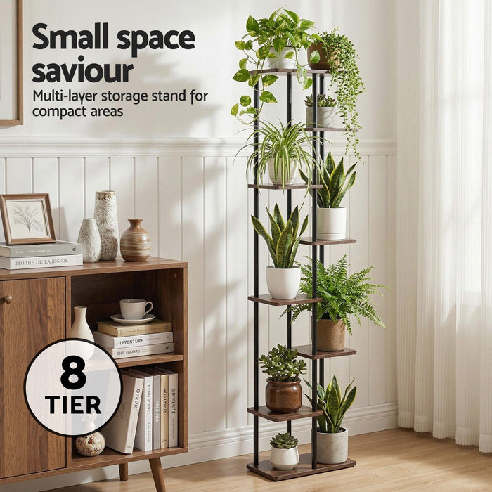8 Tiers Plant Stand Metal Flower Pots Shelf Indoor Outdoor Garden Home