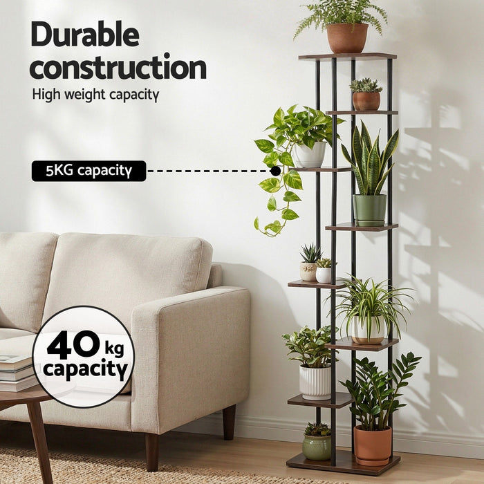 8 Tiers Plant Stand Metal Flower Pots Shelf Indoor Outdoor Garden Home
