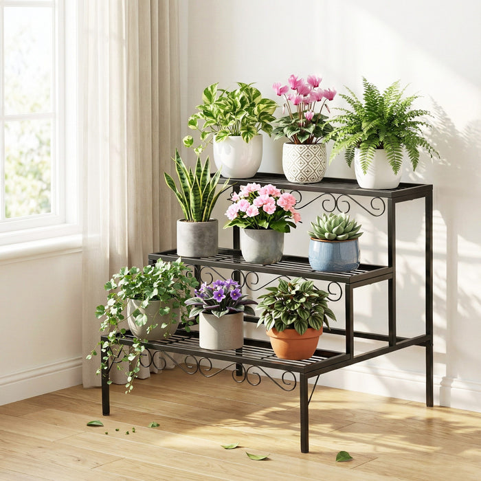 Plant Stand 3 Tier Metal Corner Plant Shelf Multiple Flower Holder Rack