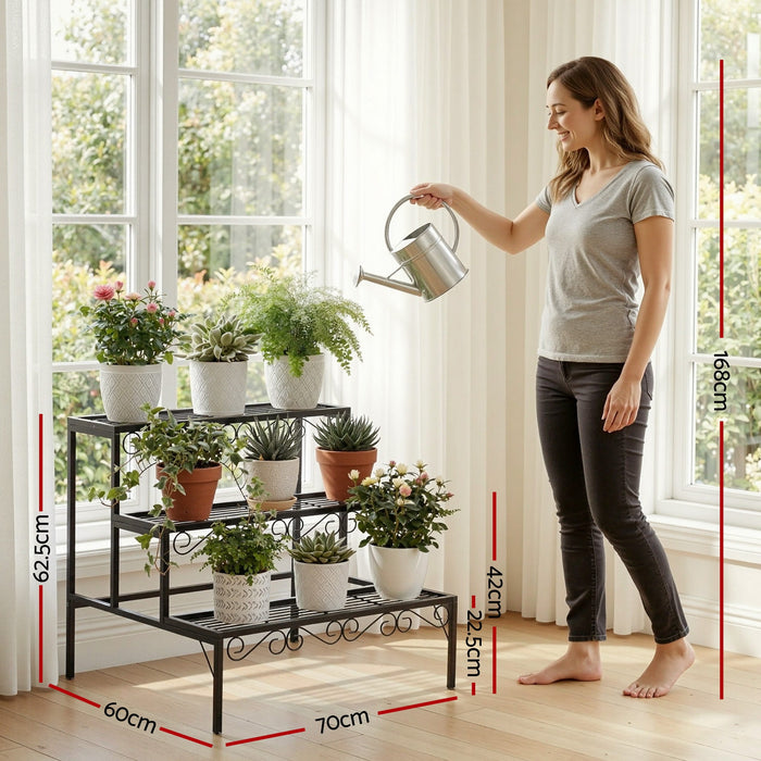 Plant Stand 3 Tier Metal Corner Plant Shelf Multiple Flower Holder Rack