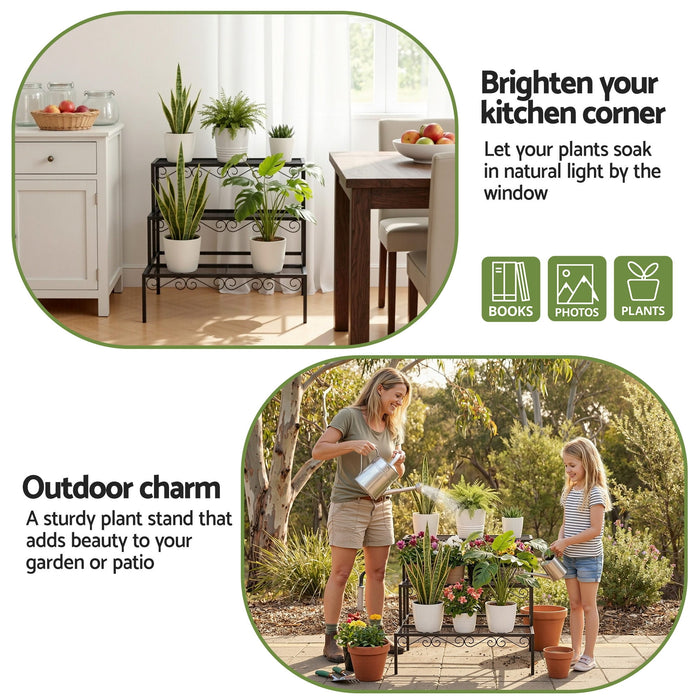 Plant Stand 3 Tier Metal Corner Plant Shelf Multiple Flower Holder Rack