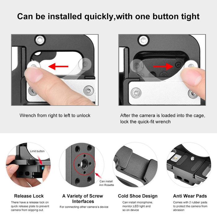 Video Camera Cage Filmmaking Rig For Nikon Z6 / Z7 Black