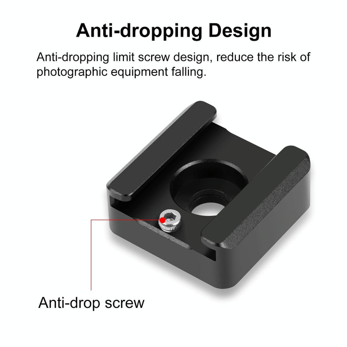 Expand Cold Shoe Mount Adapter Microphone Flash Light Aluminum Alloy Holder Bracket Black