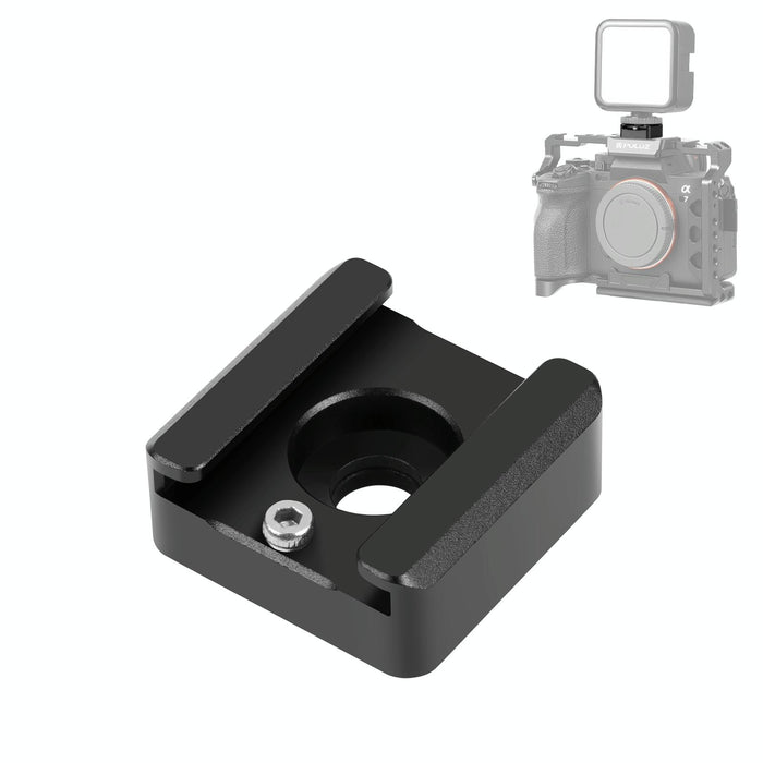 Expand Cold Shoe Mount Adapter Microphone Flash Light Aluminum Alloy Holder Bracket Black