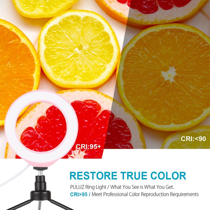 16Cm Usb 3 Modes Dimmable Led Ring Vlogging Photography Video Lights With Tripod Ball Head