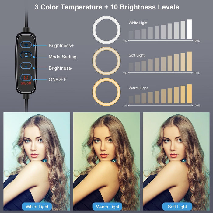 16Cm Usb 3 Modes Dimmable Led Ring Vlogging Photography Video Lights With Tripod Ball Head