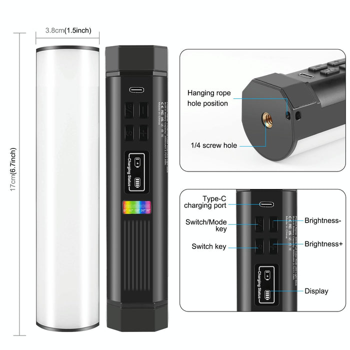 17Cm Photo Handheld Full Colour Rgb Stick Light Magnetic Led Fill Light