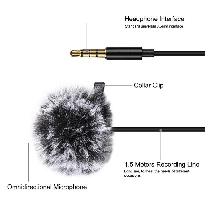 1.5M Wired Lavalier Condenser Microphone