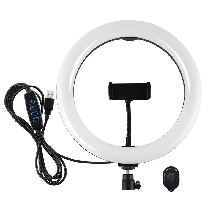 26Cm Usb 3 Modes Dimmable Dual Colour Temperature Led Curved Diffuse Light Ring Vlogging Selfie Photography Video Lights With Phone Clamp